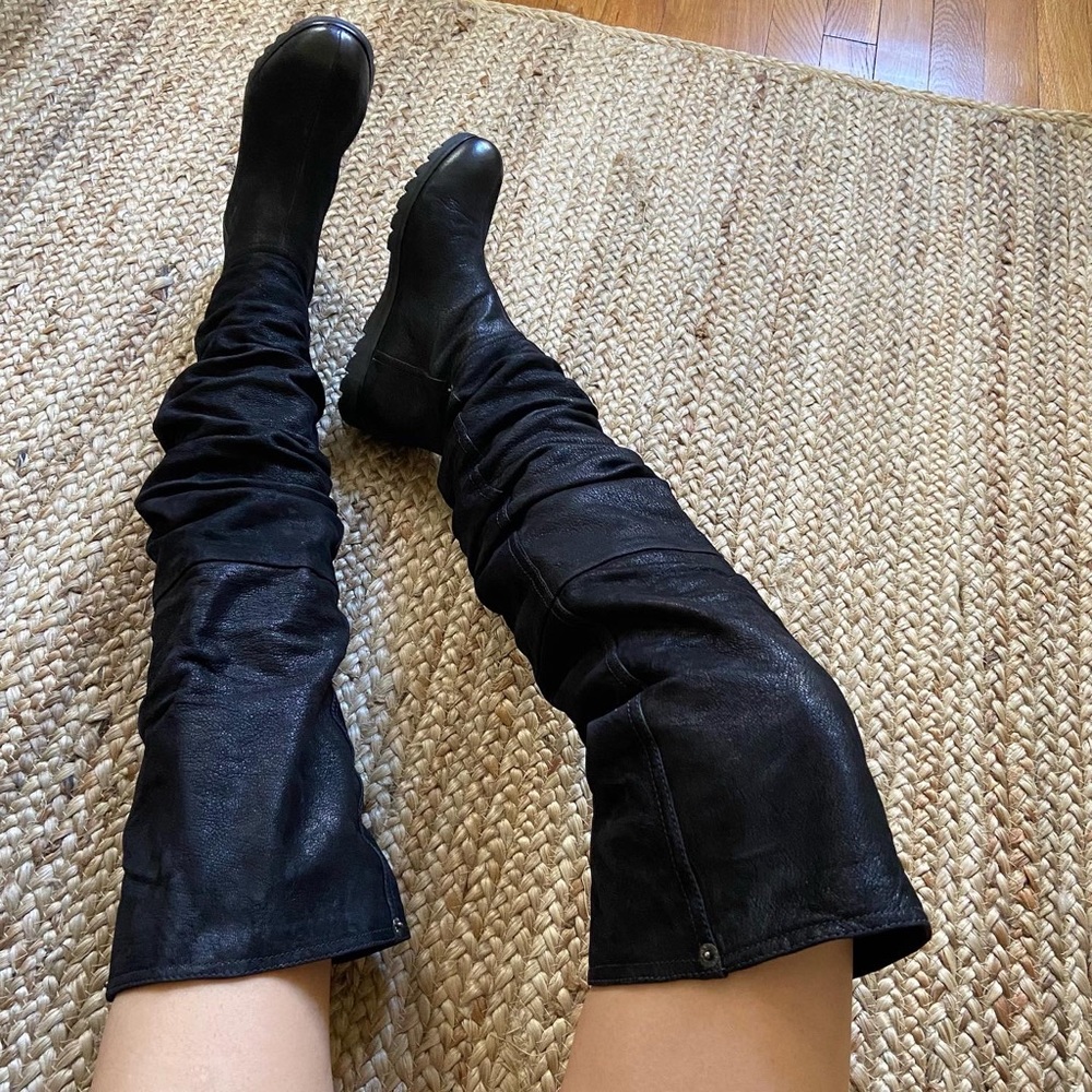 Prada black leather Knee High Boots Size‎ 35.5